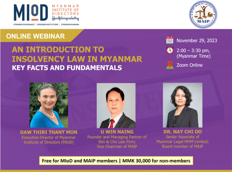 Webinar, An Introduction to Insolvency Law in Myanmar: Key Facts and Fundamentals
